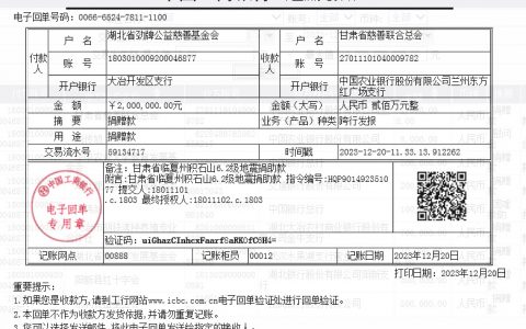 劲牌公司捐赠200万元现金驰援甘肃地震灾区
