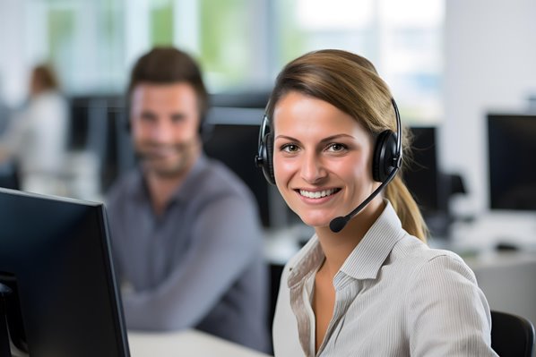 Call center agents at work