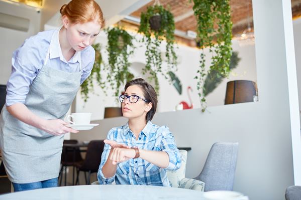 Complaining customer in restaurant