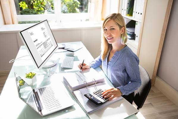 Accountant working in her office