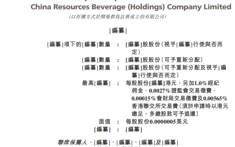 “怡宝”母公司华润饮料递表港股IPO