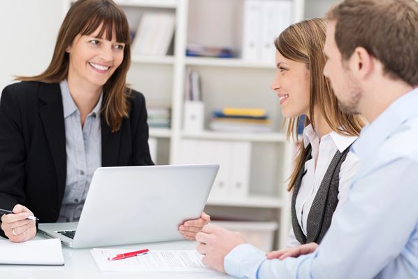 Customers meeting with bank manager